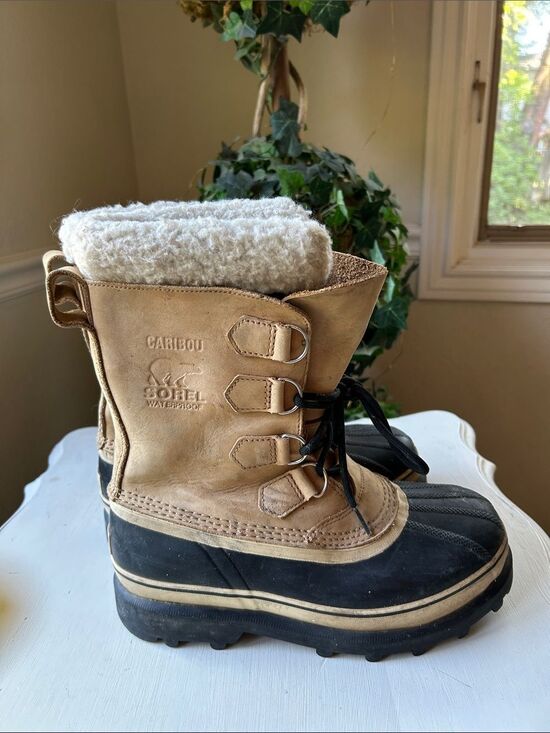 Sorel Caribou Tan and Black Waterproof Winter Lace Boots Men’s Size 7 main image 9